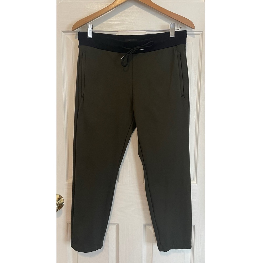 Theory Demir Joggers Drawstring Olive Green Men’s Sz Small Short Length Hemmed